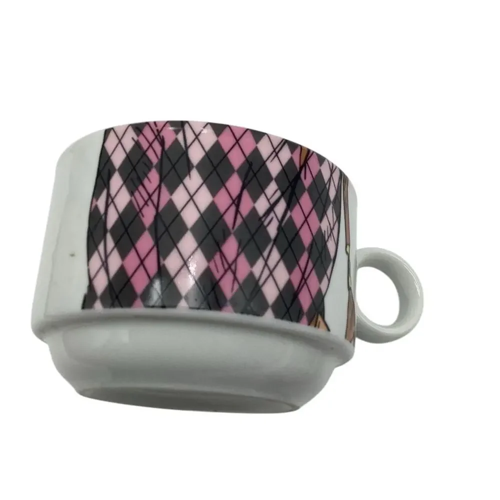 Queenwest Trading Co.‎ Pink Plaid Tea Cup & Saucer Set 2-Piece